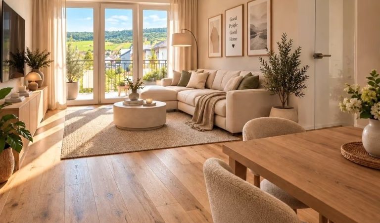 Wohnbereich der 3-ZKB-Wohnung in Nittel, Visualisierung